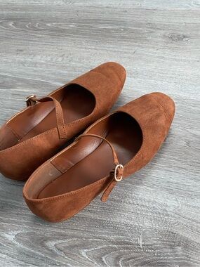 GAP Chestnut Brown Suede Mary Jane Flats